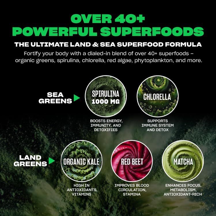 Mutant Big Greens sprouted quinoa spirulina cluster showcases protein-rich greens mix.