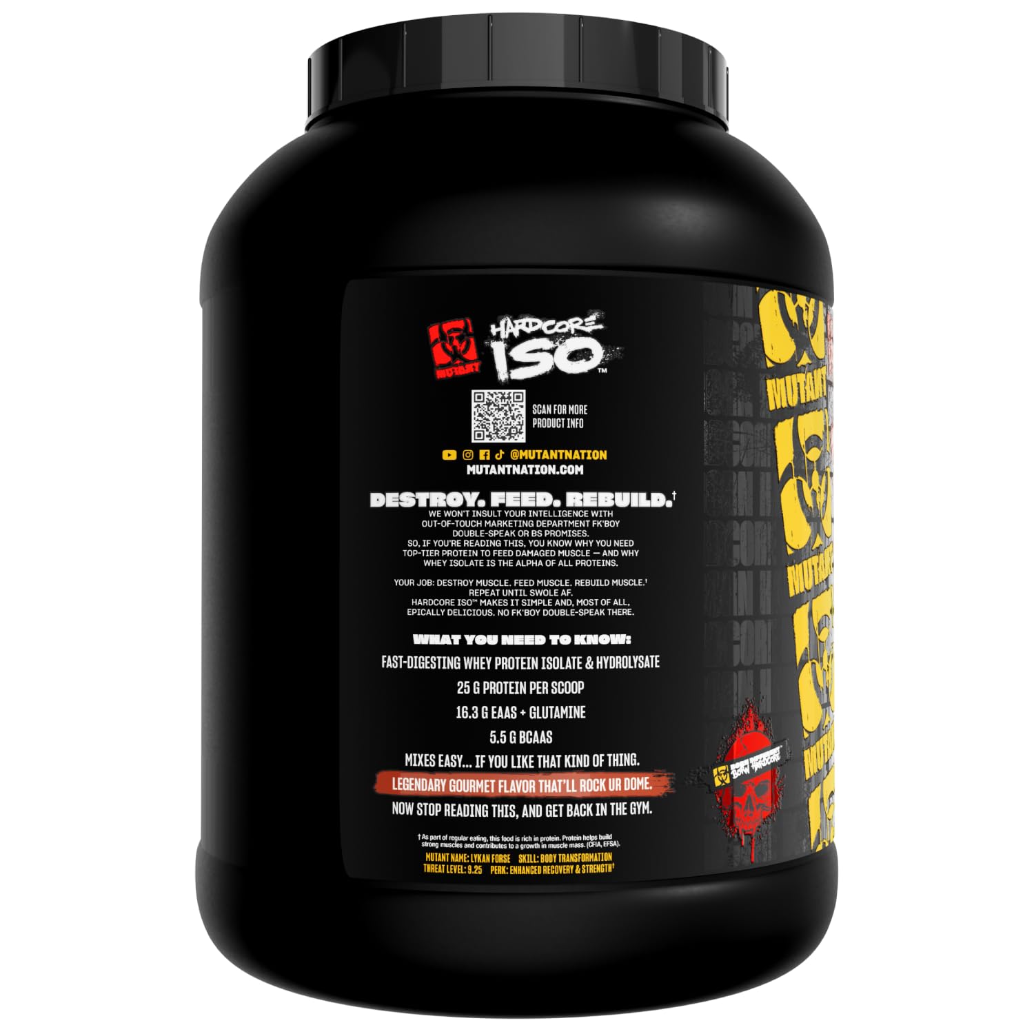 Mutant Harcode ISO whey powder ready as post-workout snack