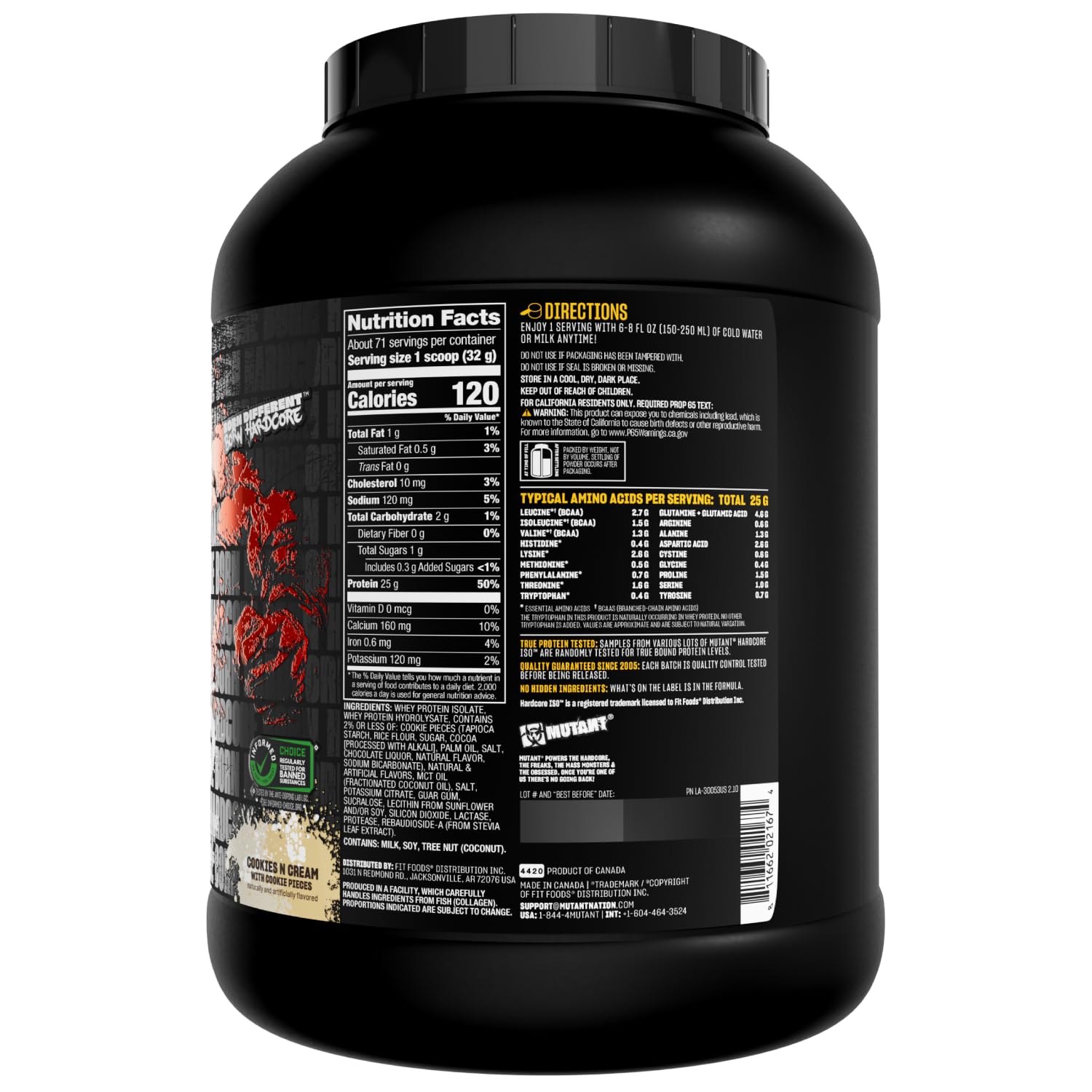 Mutant Hardcore ISO Whey multiple tubs on display for value