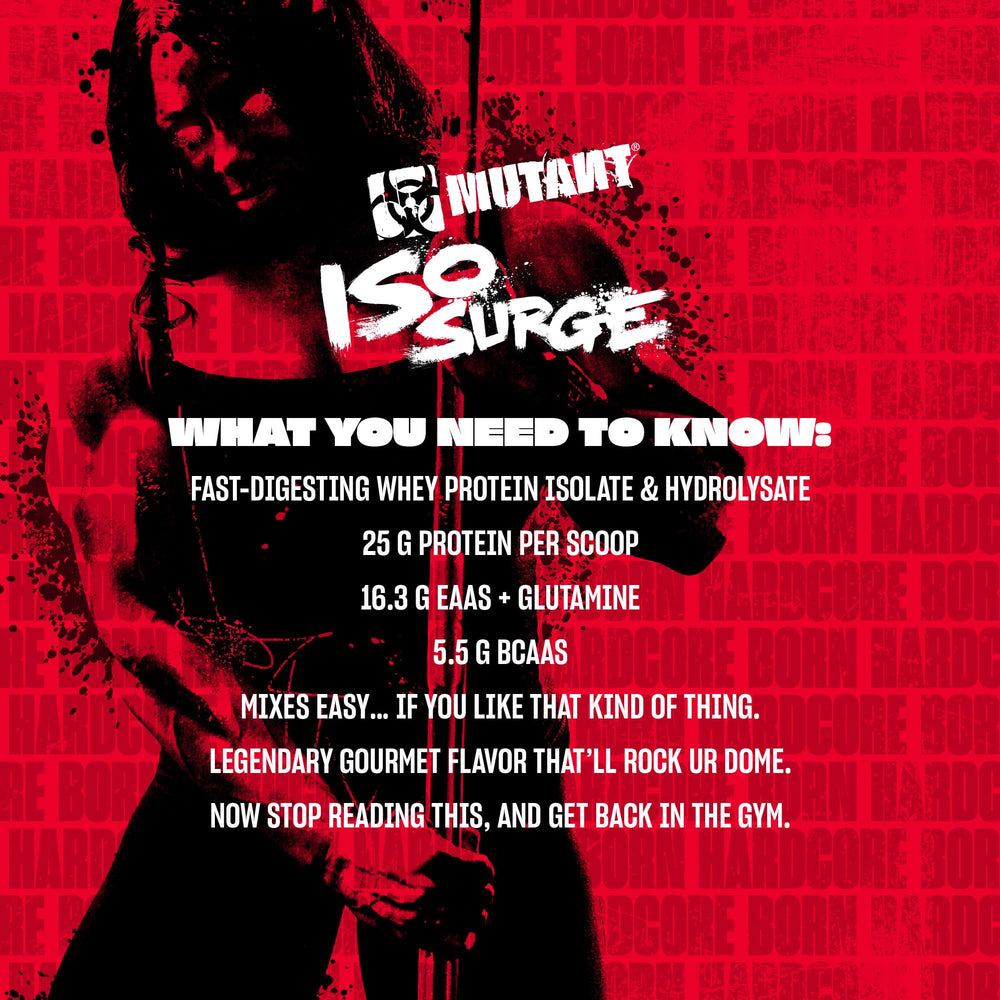 Mutant ISO Surge salted caramel chocolate flavor scoop for delicious recovery.