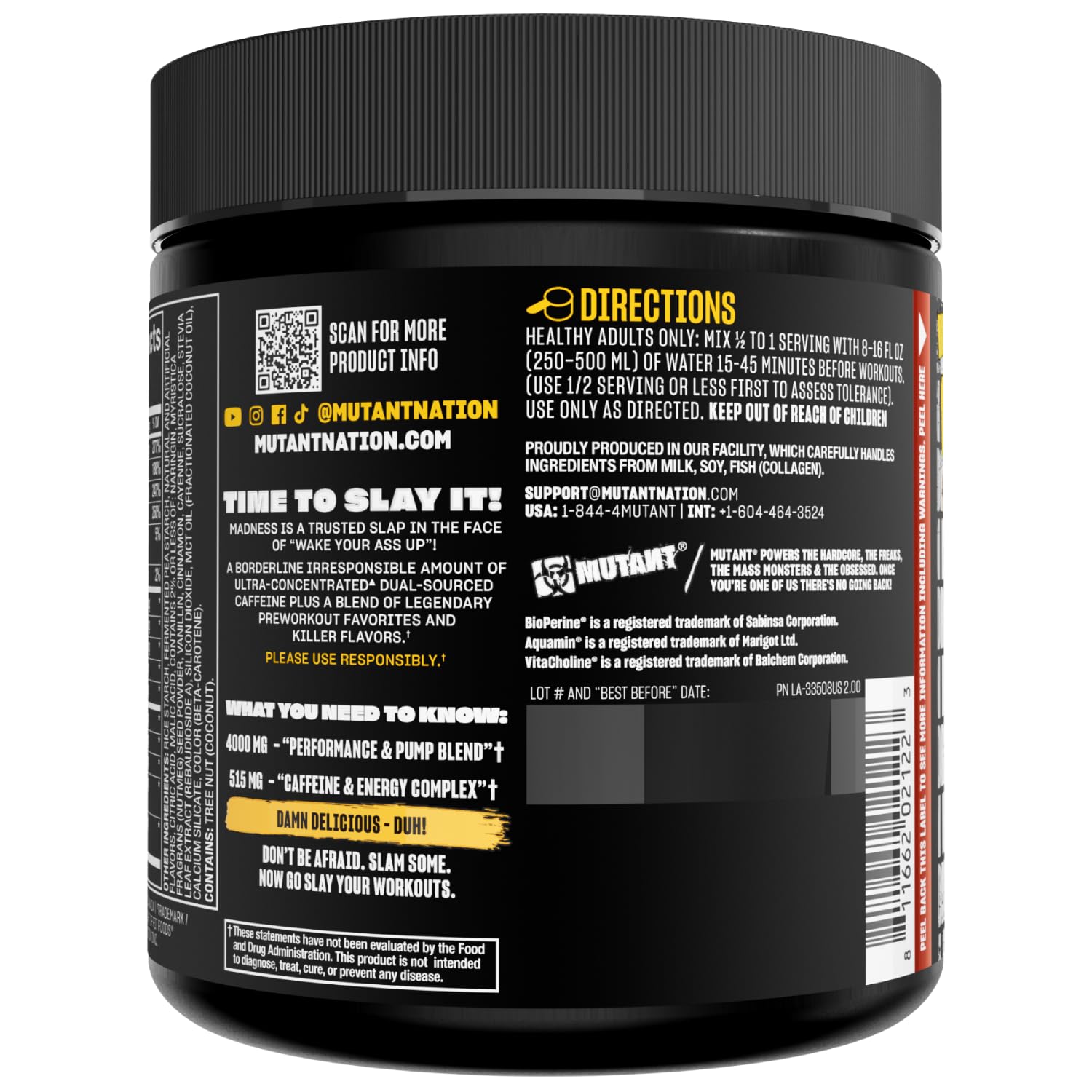 Mutant Madness lemon-flavored tub on a gym shelf