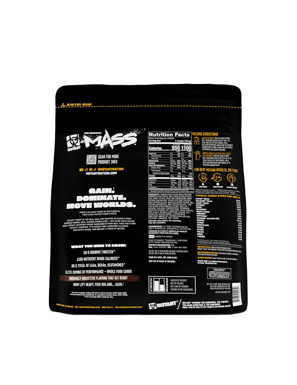 Mutant Mass 5lb packaging designed for quick mix and convenient use.