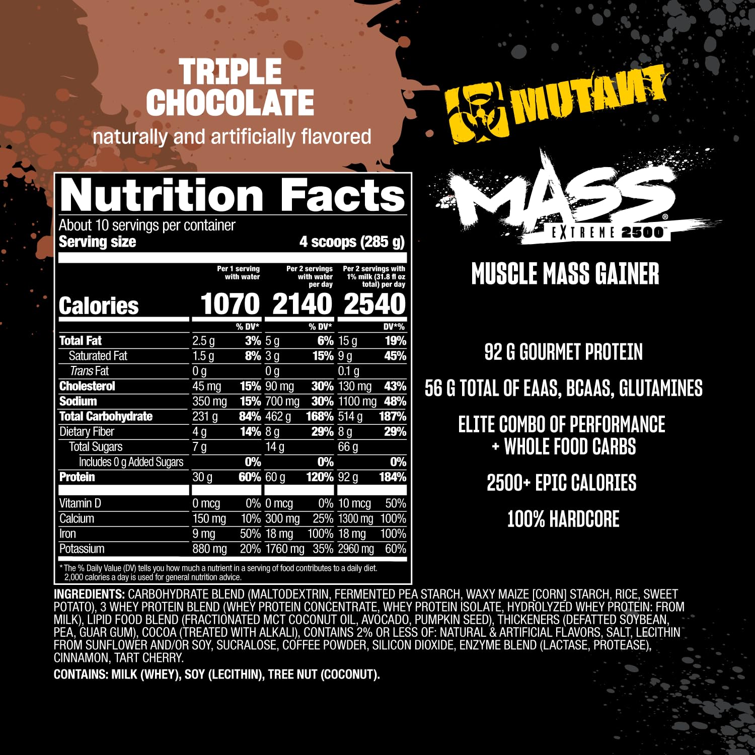 Mutant Mass Extreme 2500 cookies-cream flavor information