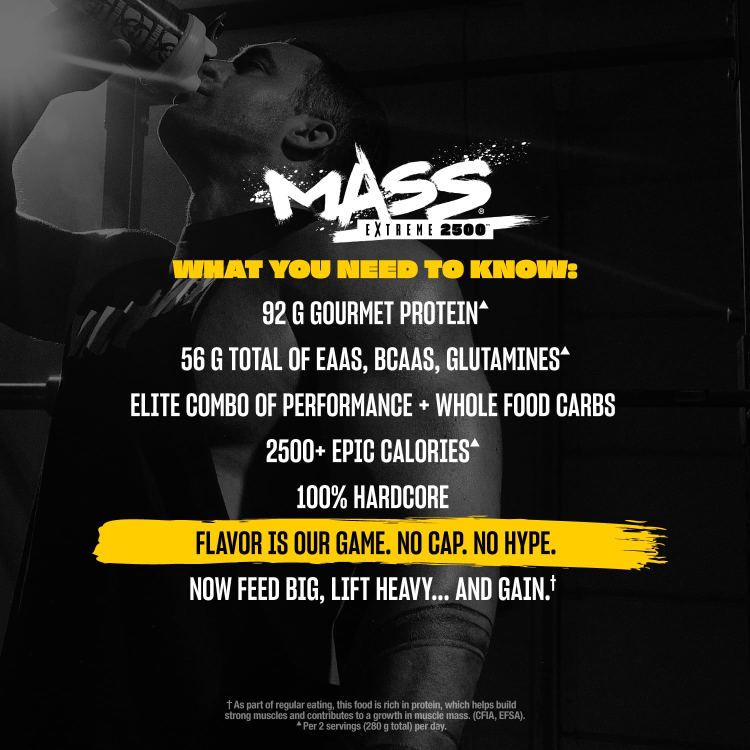 Mutant Mass Extreme 2500 whole-food carbs sources panel and values