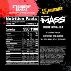 Mutant Mass whey and casein protein blend for substantial daily protein intake.