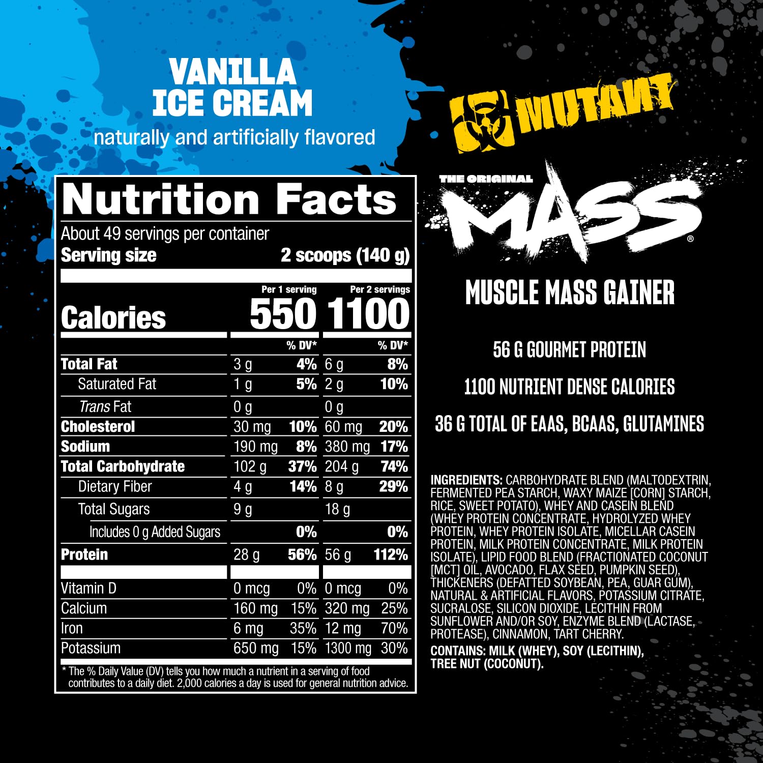 Shaker bottle with Mutant Mass vanilla shake after workout