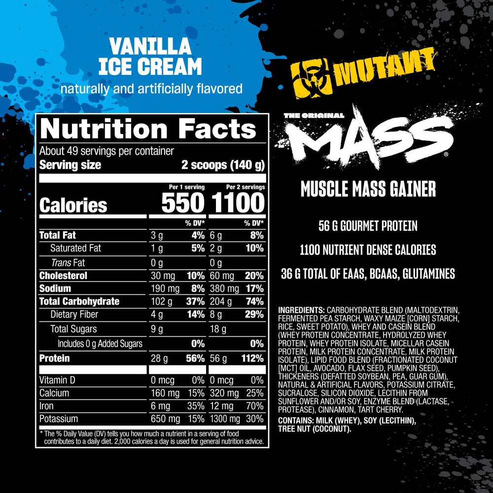 Shaker bottle with Mutant Mass vanilla shake after workout