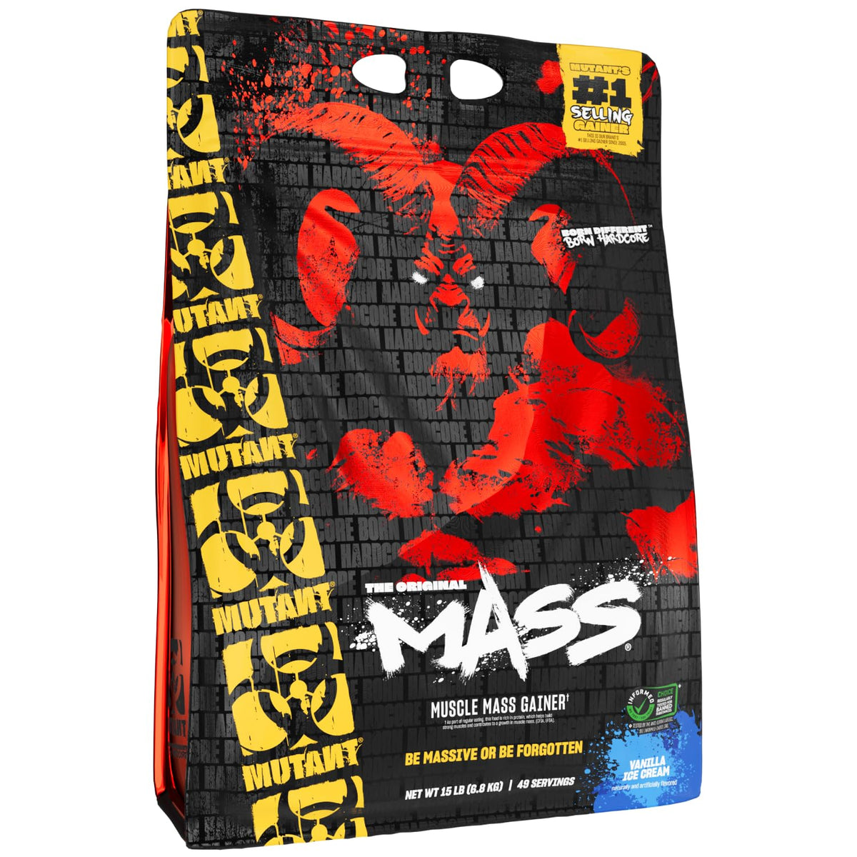 Mutant Mass vanilla ice cream tub set for a high-calorie protein shake