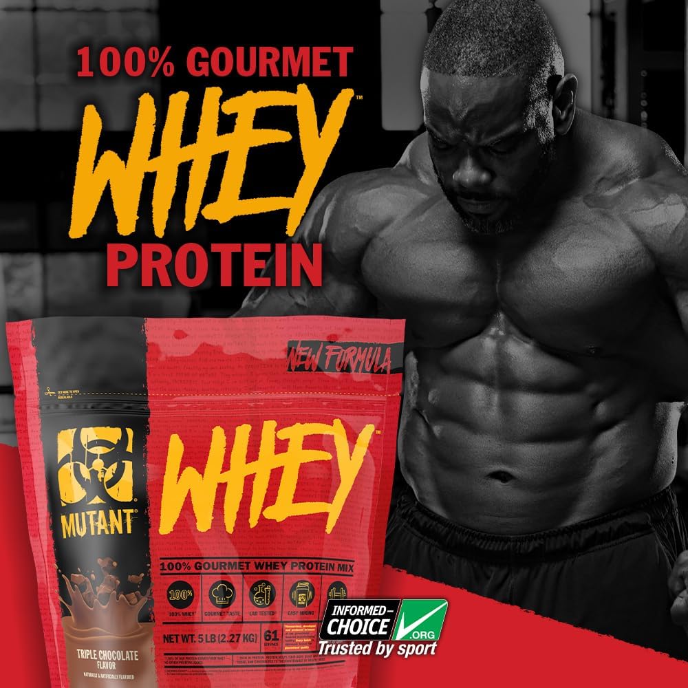Mutant Whey Dual Chamber Cookies and Cream flavor, smooth daily blend.