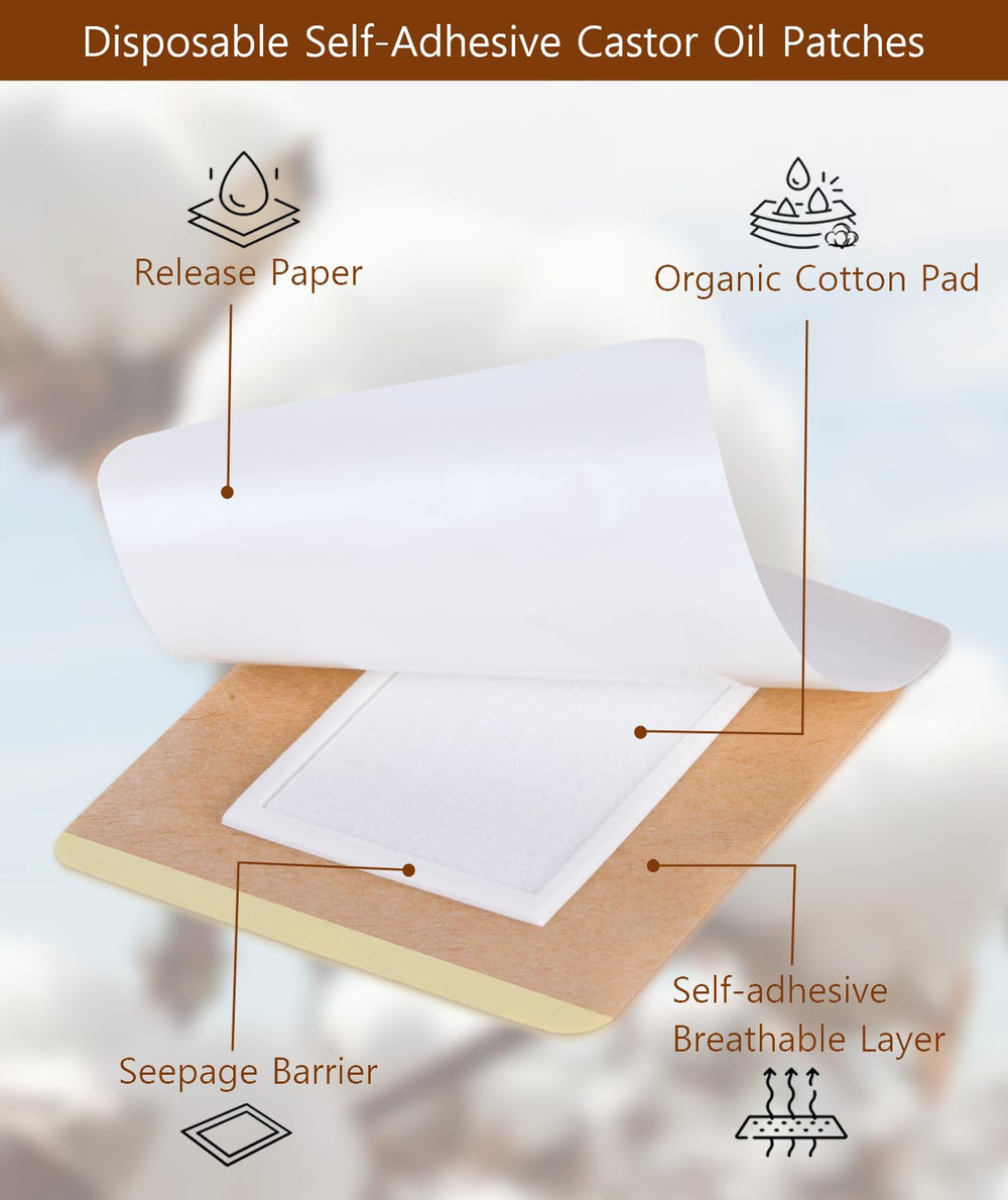MUZAMOX castor oil pack wrap in organic cotton suitable for liver and back comfort