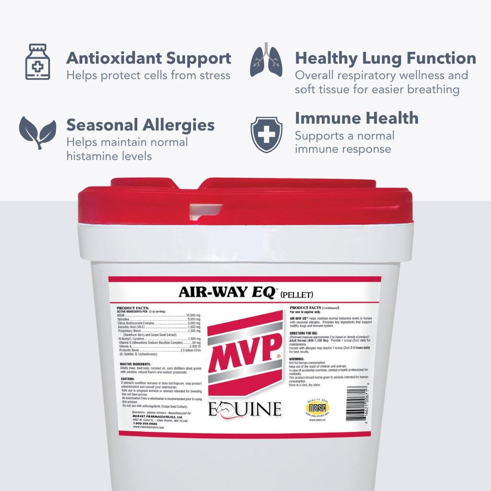 MVP Air-Way EQ bottle label close-up shows immune-support ingredients for seasonal changes