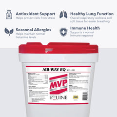 MVP Air-Way EQ bottle label close-up shows immune-support ingredients for seasonal changes