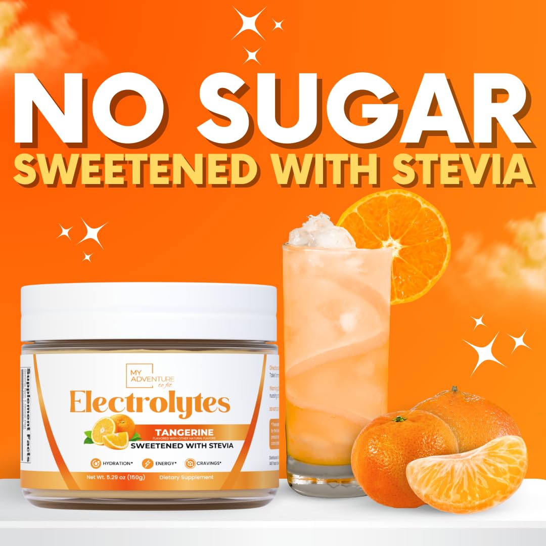 Pour action of Tangerine Electrolytes powder into a glass