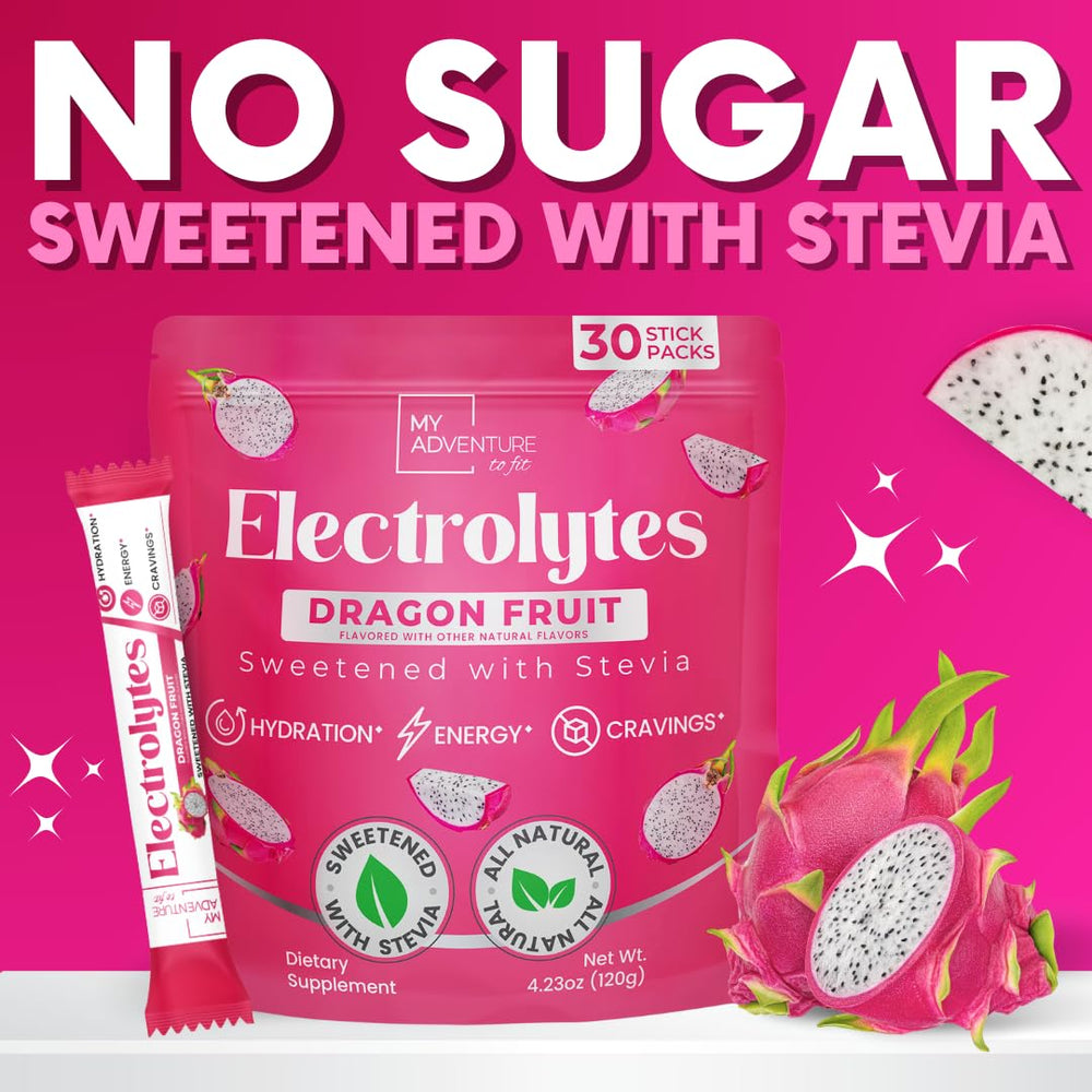 My Adventure to Fit Zero Sugar Dragon Fruit Electrolytes Stick powder dissolves easily in water.