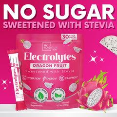 My Adventure to Fit Zero Sugar Dragon Fruit Electrolytes Stick powder dissolves easily in water.