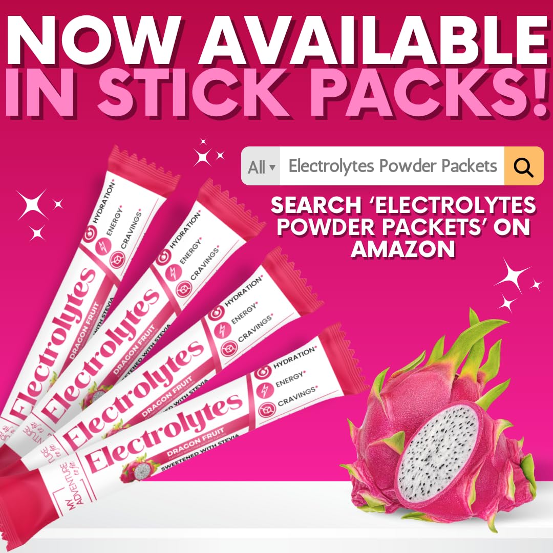 My Adventure to Fit Zero Sugar Dragon Fruit Electrolytes Stick sugar-free hydration for workouts and travel.