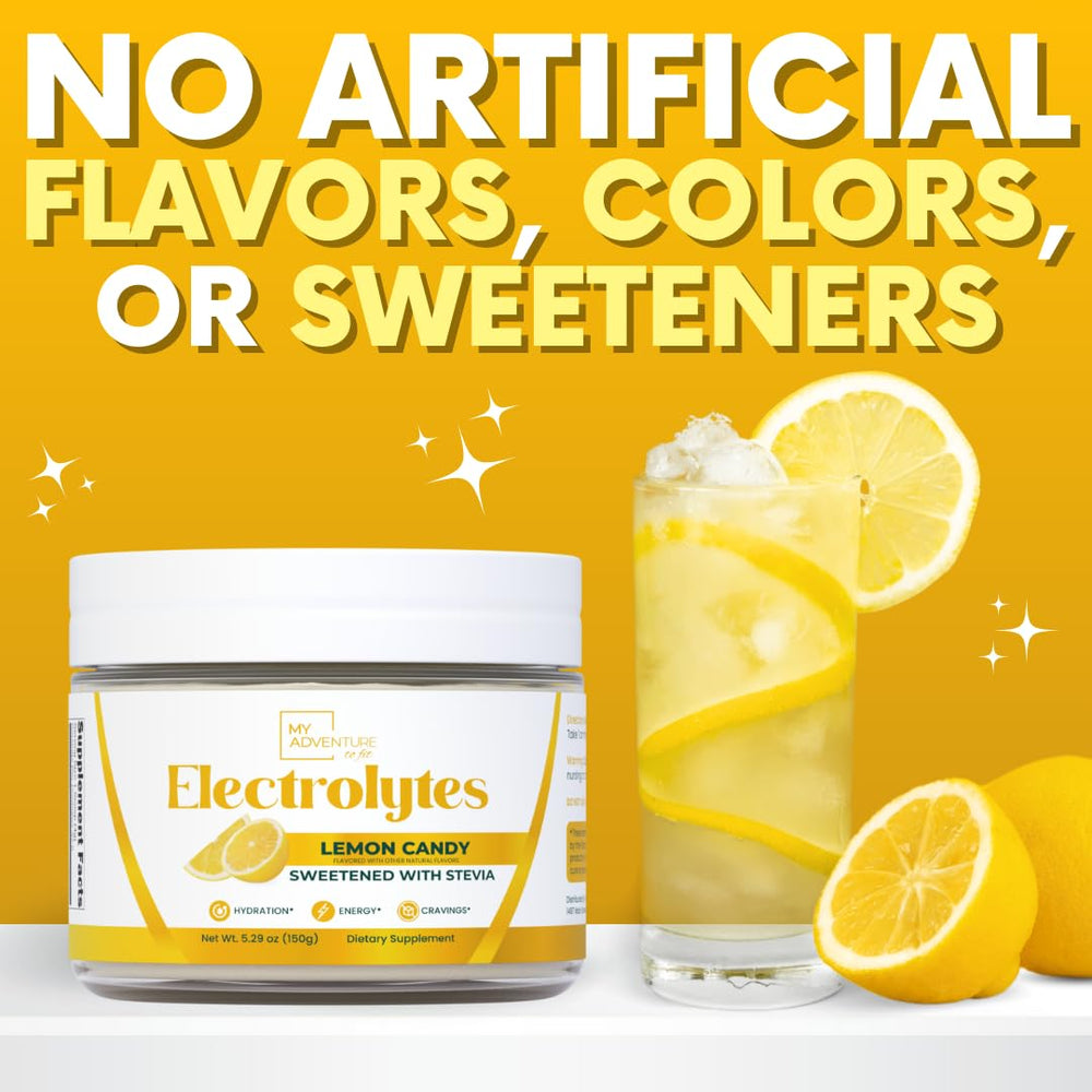 My Adventure to Fit Zero Sugar Lemon Candy Electrolytes powder dissolve for quick post-workout hydration