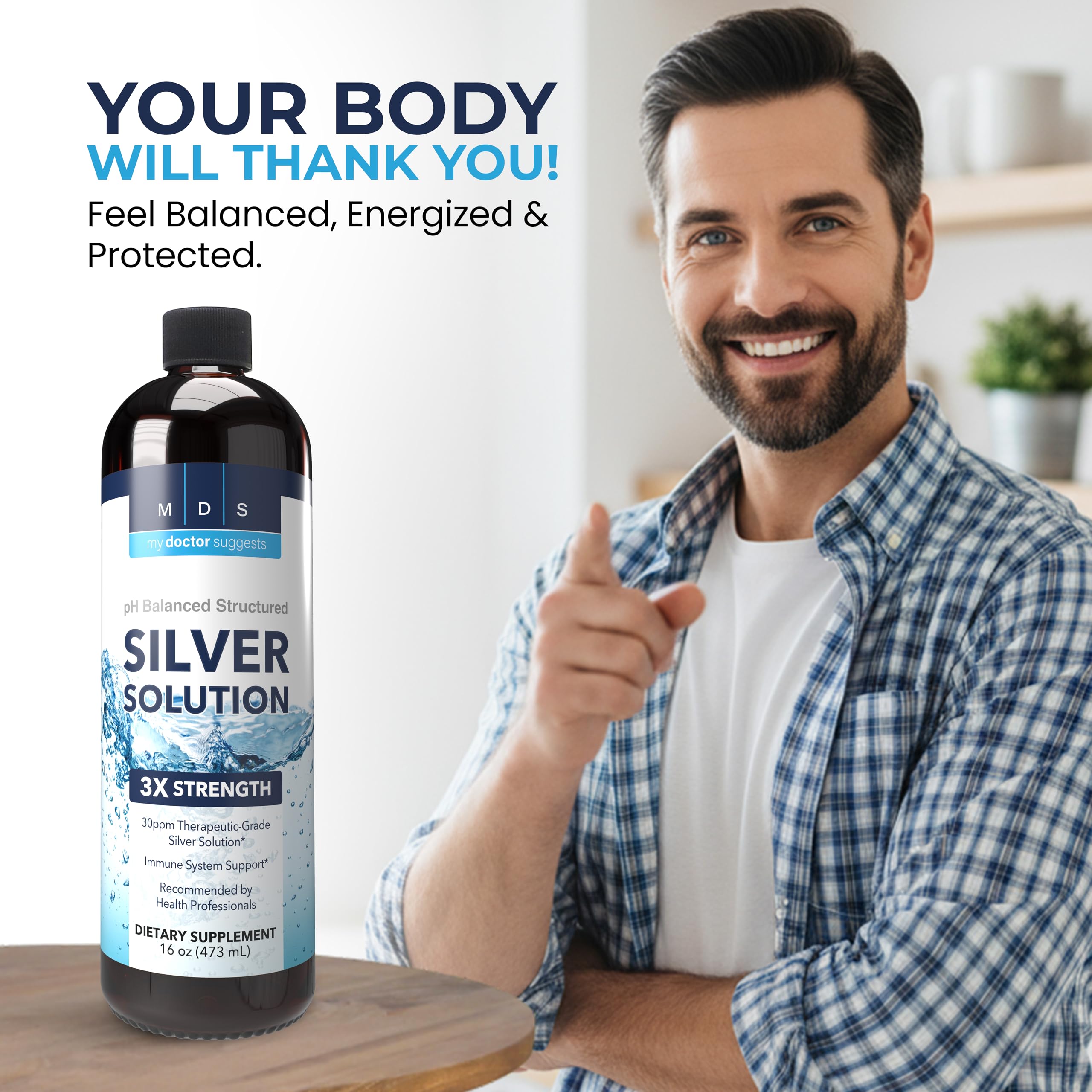 My Doctor Suggests structured water suspension label showing absorption benefits.