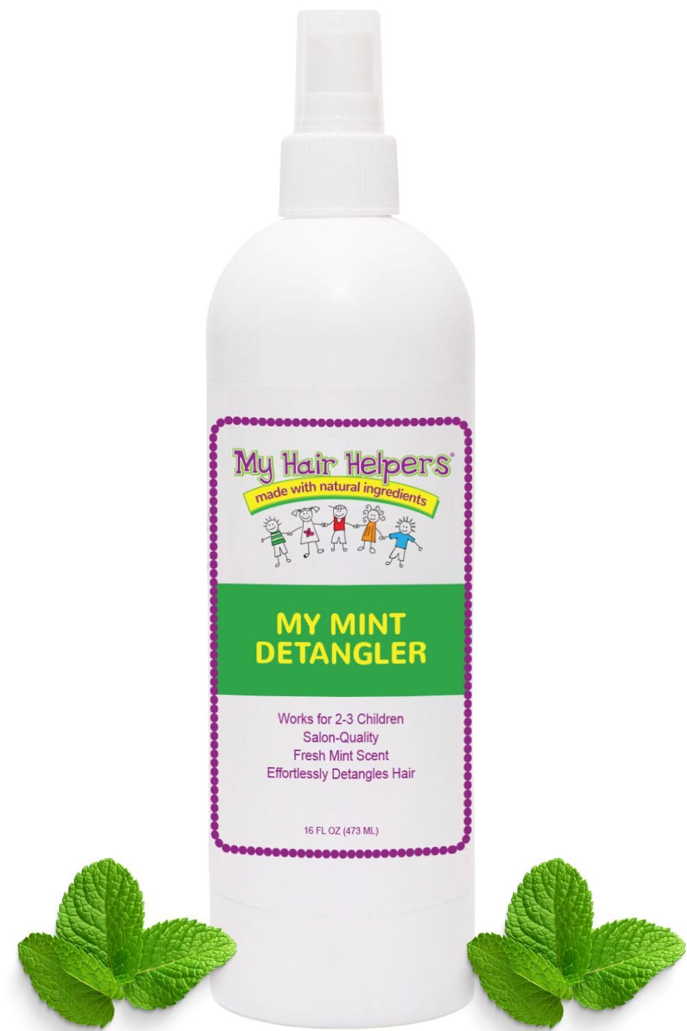 MY HAIR HELPERS Mint Detangler bottle for kids delivering quick detangling.