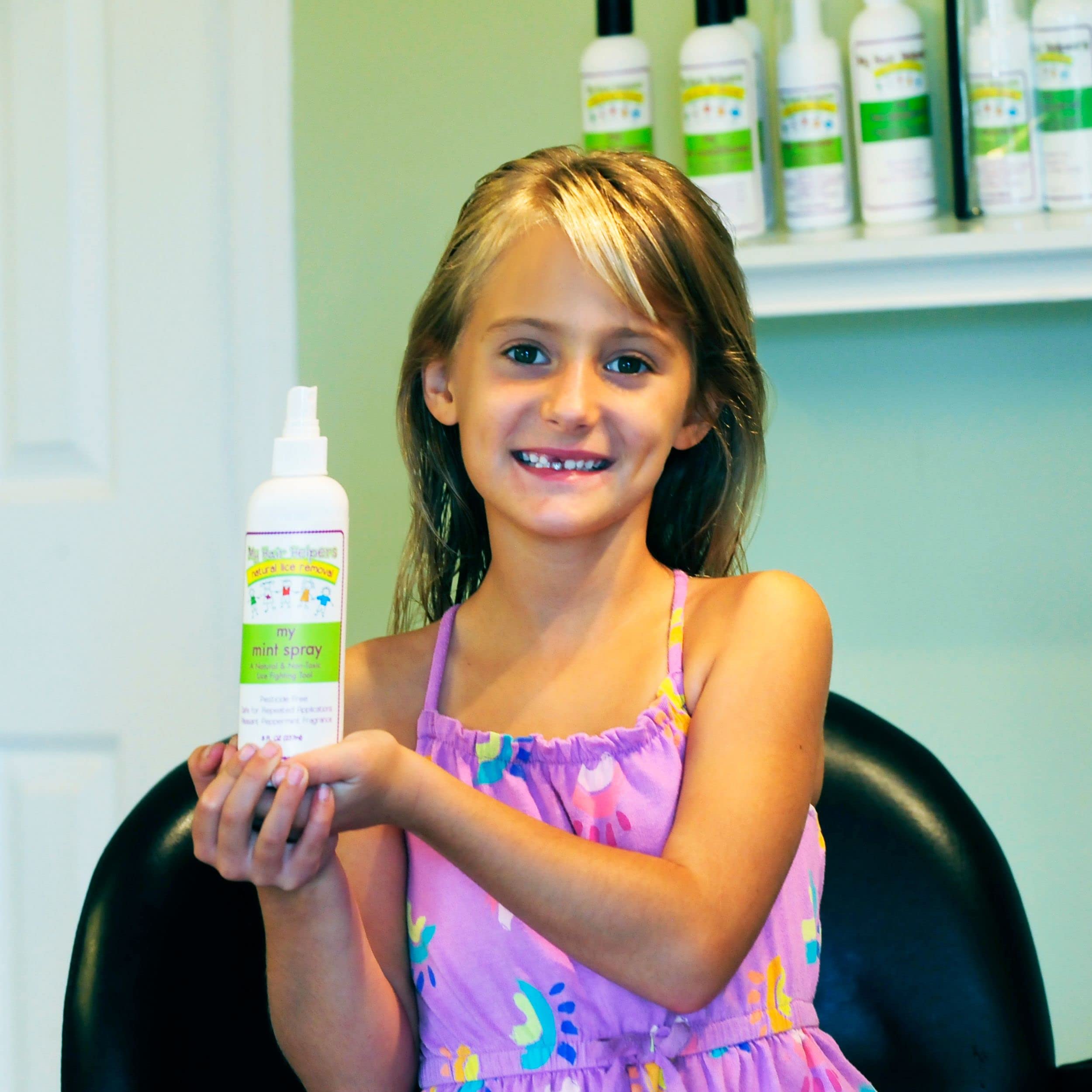 My Hair Helpers Mint Lice Spray packaging box ready for home storage