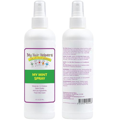 Two-pack My Hair Helpers Mint Lice Spray with outer packaging visible.