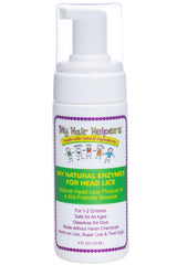 My Hair Helpers Natural Lice Removal mousse bottle showing gentle nit removal action