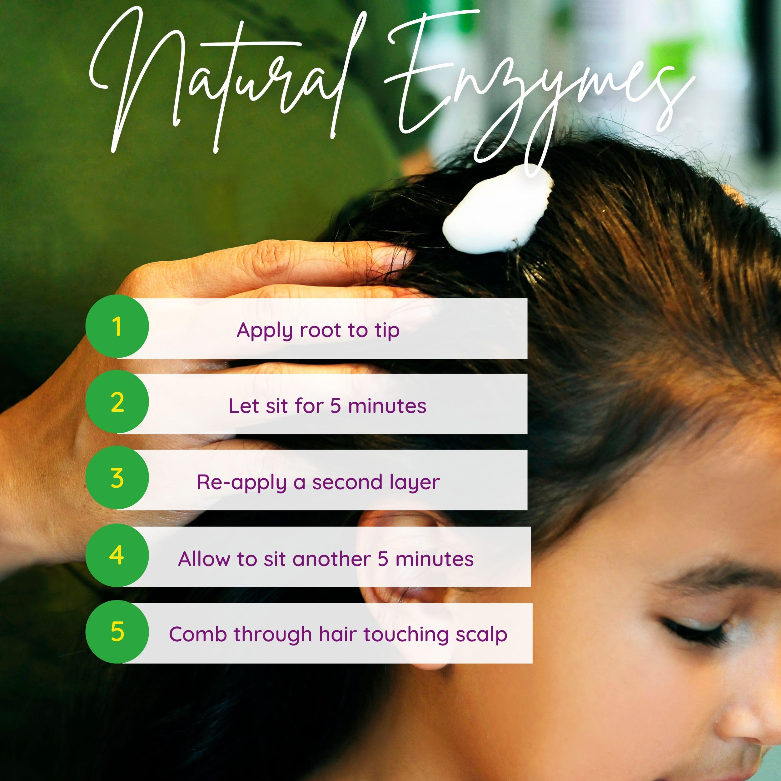 MY HAIR HELPERS nit glue loosening enzymes close-up on hair