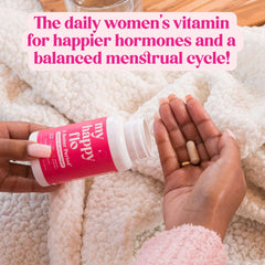 My Happy Flo PMS Support iron zinc bottle for nutrient support