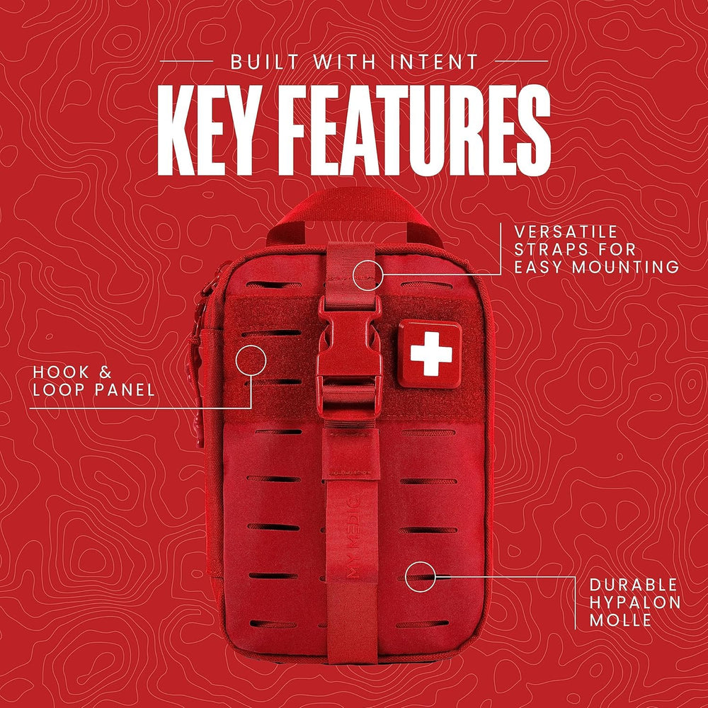 Tourniquet visible inside MyFak Mini Pro Kit for field safety during emergencies.