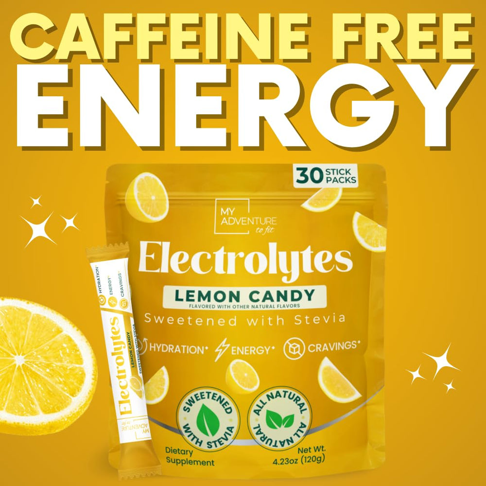 My Adventure to Fit lemon candy electrolyte mix on the go for gym or hike