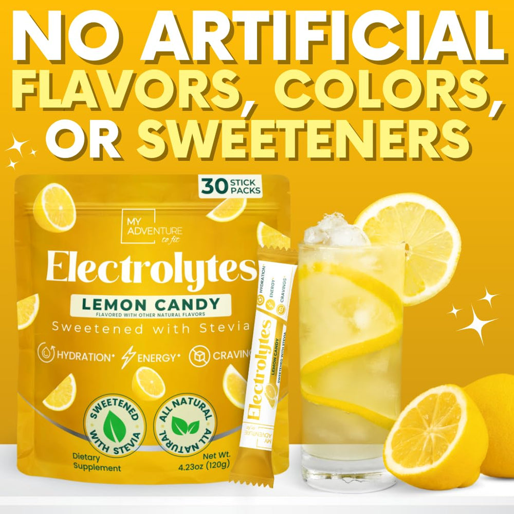 My Adventure to Fit lemon candy electrolyte stick dissolving in water for refreshment