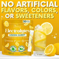 My Adventure to Fit lemon candy electrolyte stick dissolving in water for refreshment