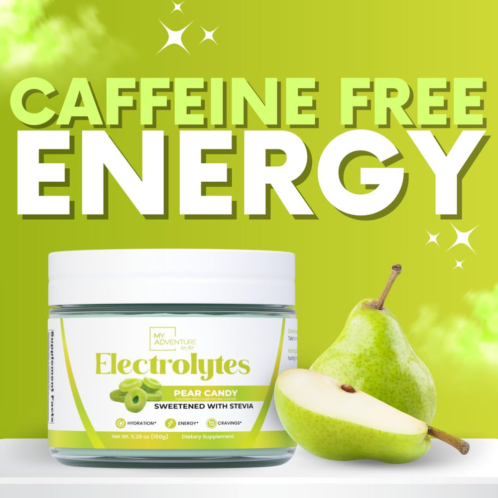 My Adventure to Fit Pear Candy Electrolytes gift-ready box front for premium hydration.