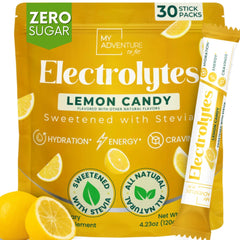 My Adventure to Fit zero-sugar lemon candy electrolytes stick pack for hydration