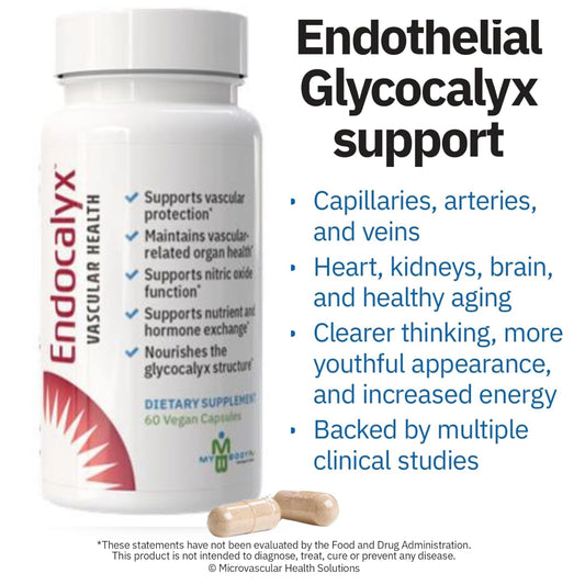 MYBODYRX Endocalyx capsules close-up for easy daily microcirculation support.