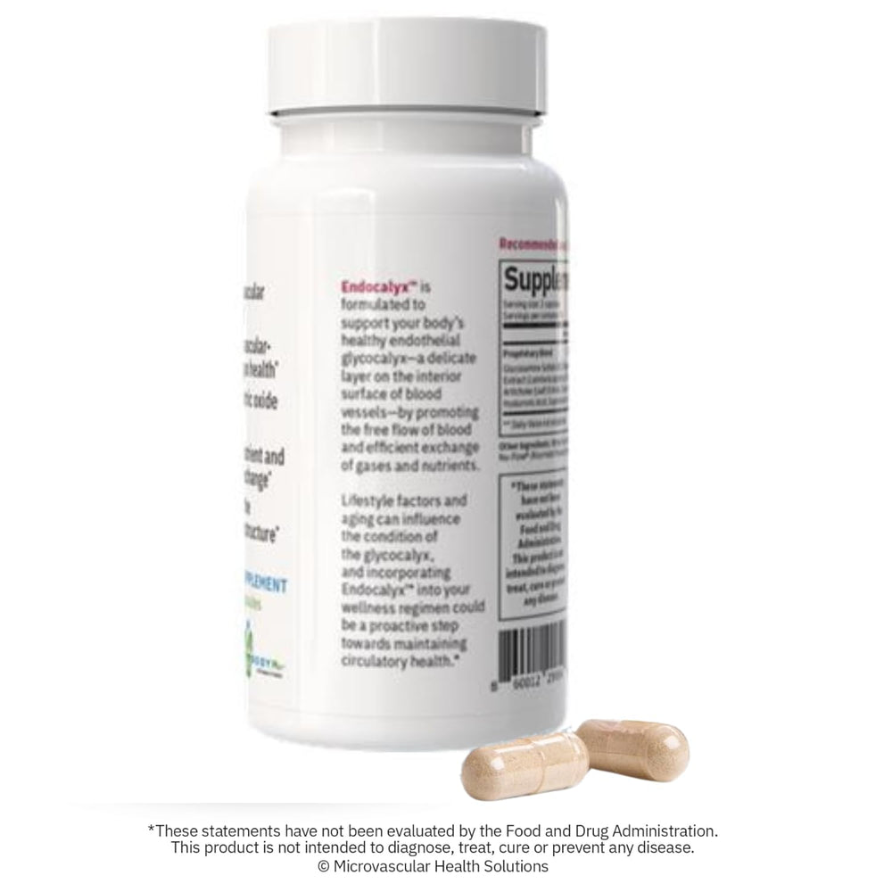 Endocalyx packaging back highlights detailed formula and patented study.