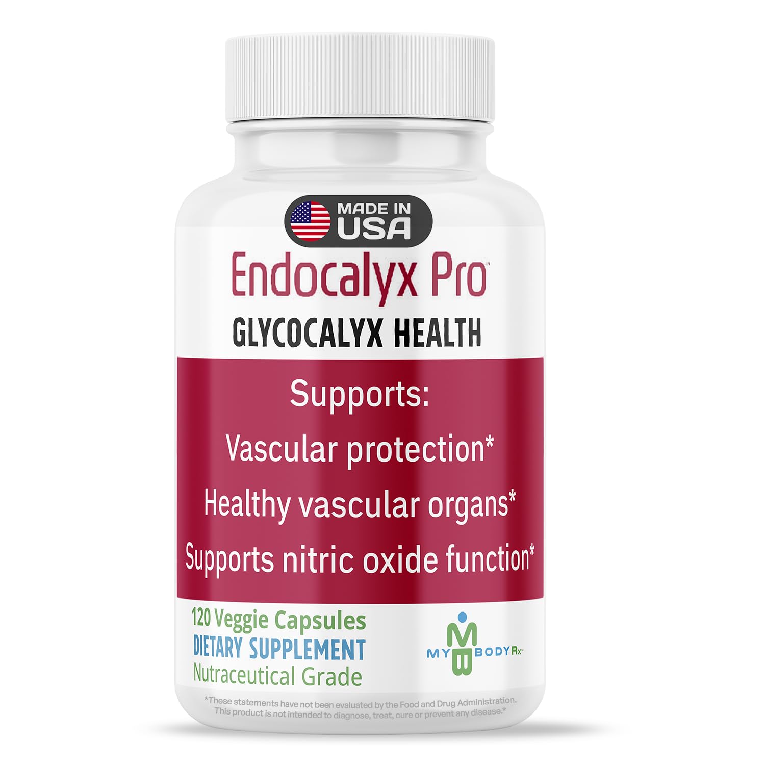 MYBODYRX Endocalyx Pro bottle front highlights patented vascular health formula