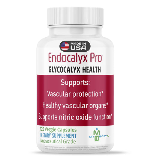 MYBODYRX Endocalyx Pro bottle front highlights patented vascular health formula