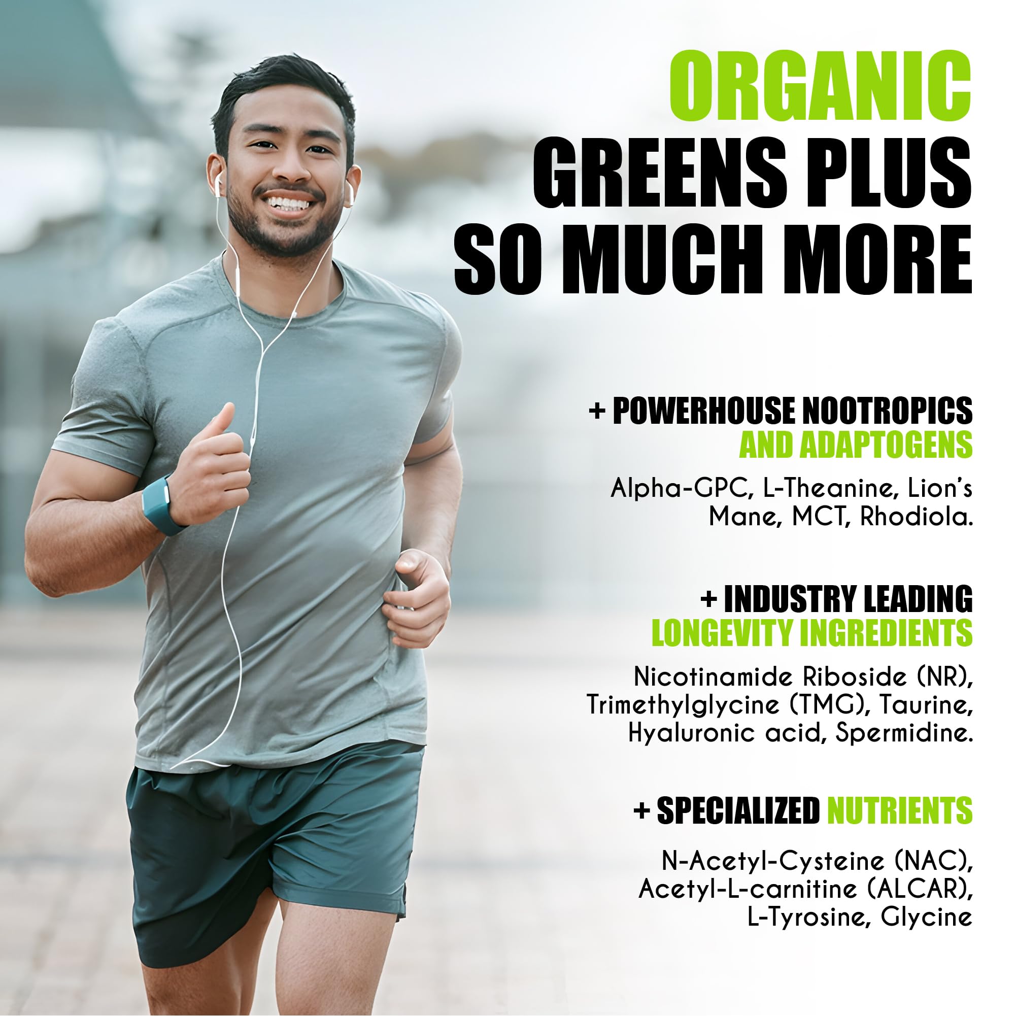 myBrainCo Nootropic Greens scoop ready for daily serving and easy mixing