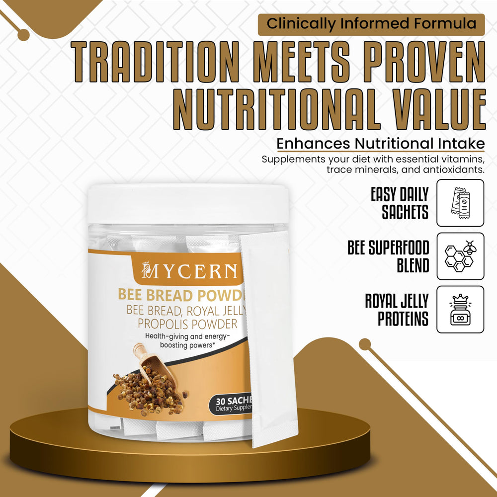 Mycern Bee Bread Powder box with 30 sachets for convenient daily use