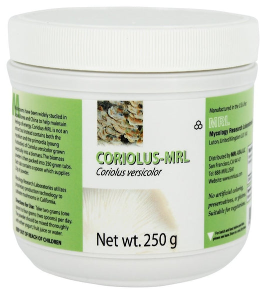 Mycology Research Labs Coriolus Versicolor MRL 250g tub for easy daily use.