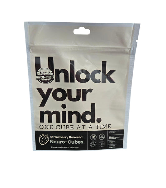 MYCOMedix Neuro-Cubes bottle with gummies for focus and memory support.