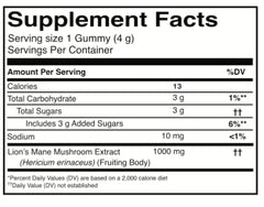 MYCOMedix Neuro-Cubes pouch open with 60 gummies, illustrating serving size.