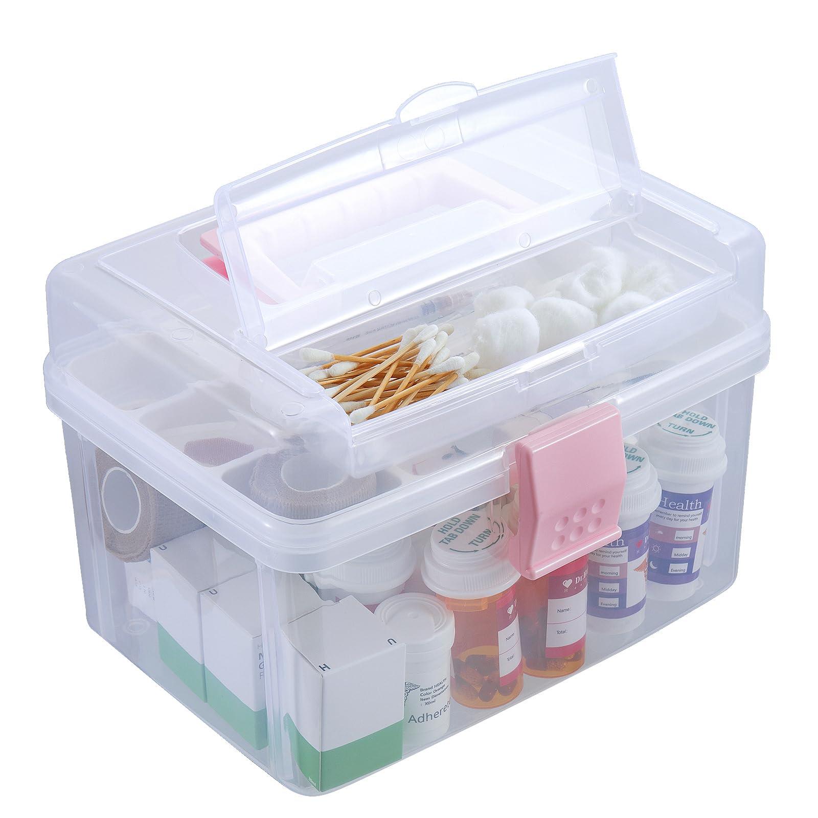 MyGift 10-inch first aid bin with removable tray for organized storage