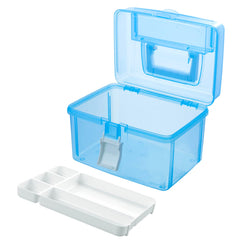 Removable tray helps separate tools like syringes, tweezers, and bandages.
