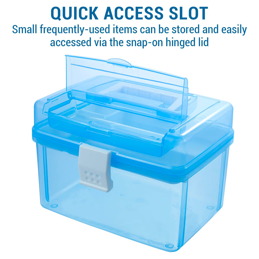 Removable tray with five compartments keeps essentials neatly separated for quick access.