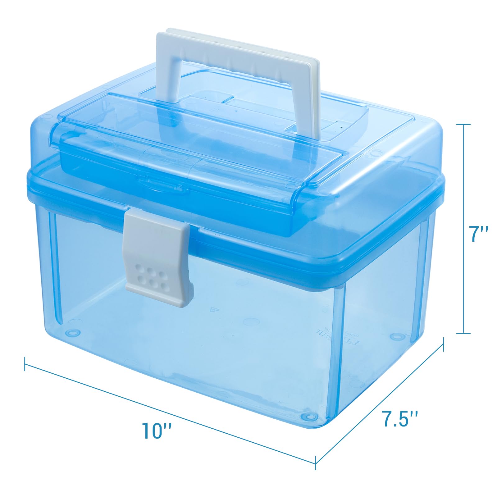 Transparent blue container is durable and simple to clean for travel and home use.