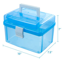 Transparent blue container is durable and simple to clean for travel and home use.