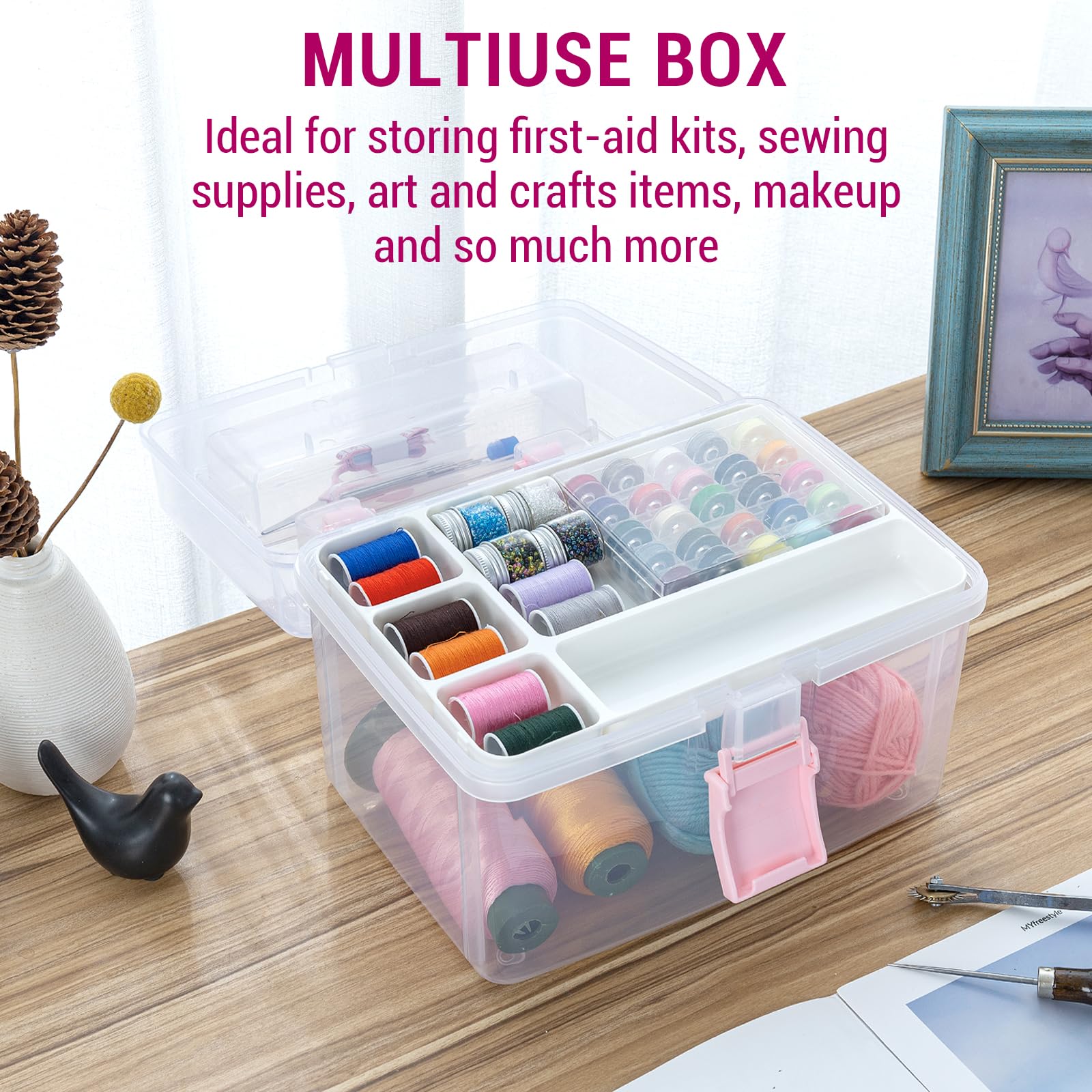 MyGift removable-tray with five compartments keeping supplies neatly grouped