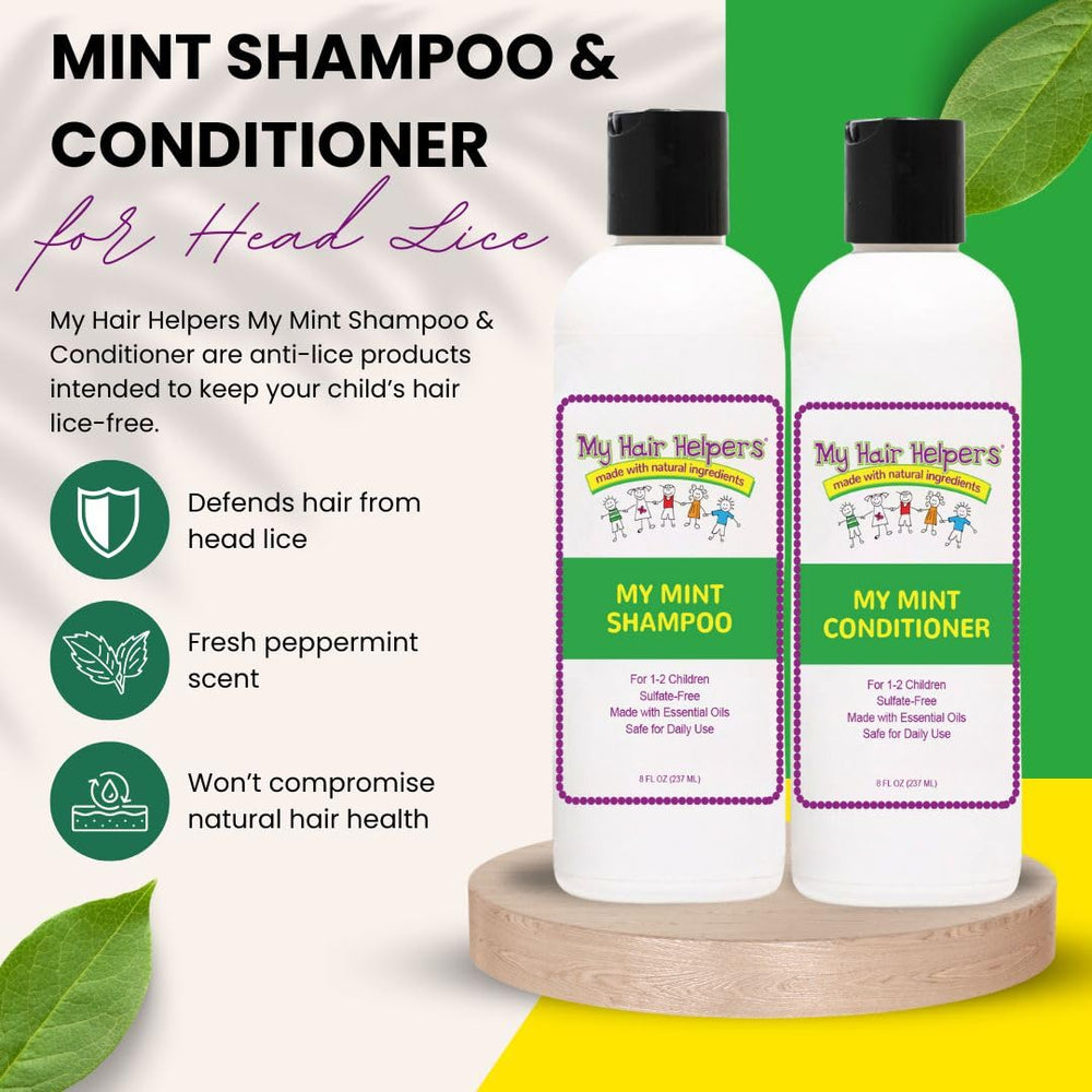My Hair Helpers bundle on bathroom shelf showing eight ounce bottles